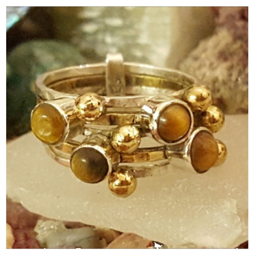 Tigers Eye gemstone 925 Sterling Silver Orrery constellation Ring